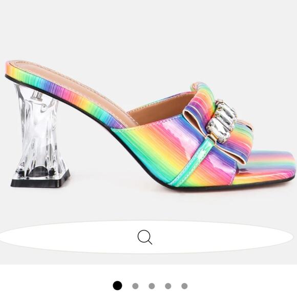 Rainbow Faux Leather Sandals London Rag Deena w Embellis Size 9 NIB - Picture 1 of 10